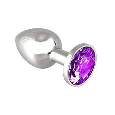 Afbeelding van Rimba Bondage Play Buttplug KLEIN met paars kristal