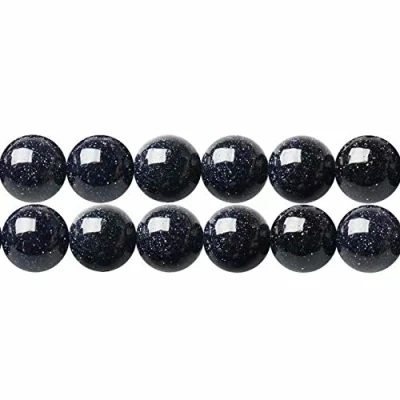 Afbeelding van SKYBEADS Zonnestenen kralen, blauw, rond, 10 mm, halfwaardig, voor sieraden, lengte 38 cm, ca. 35 stuks