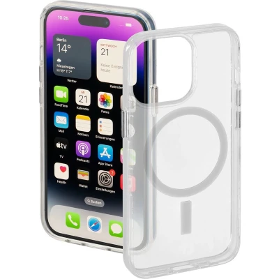 Afbeelding van Hama MagCase Safety Cover Hoesje geschikt voor Apple iPhone 14 Pro Compatibel met Magsafe / Draadloos Laden Krasbestendig Perfecte Pasvorm Transparant