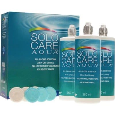 Afbeelding van SOLOCARE AQUA Multipack 3 x 360ml + lenshouders Lenzenvloeistof