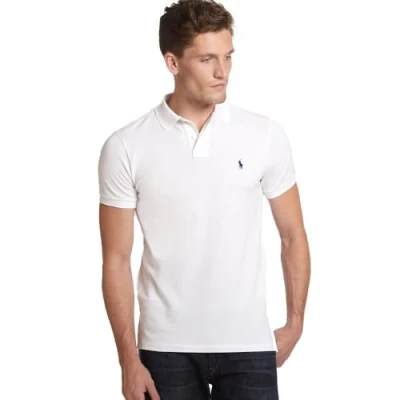 Afbeelding van Ralph Lauren Slim Fit Custom Piqué Polo, Wit.