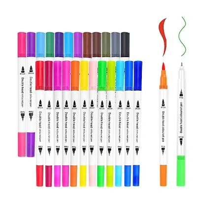 Afbeelding van Skaaisont 24 kleuren viltstiften voor volwassenen, dubbele aquarelstift, geschikt schilderen met tekenen en markeren, vilt, mandala&#039;s om te kleuren, 0,4 mm 2 mm, punt