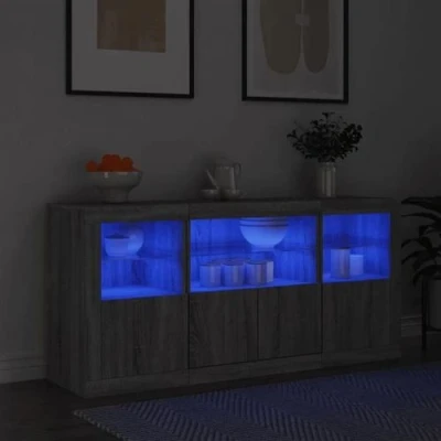 Afbeelding van vidaXL Dressoir met LED verlichting 142,5x37x67 cm grijs sonoma