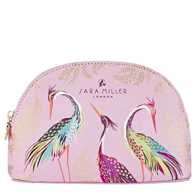 Afbeelding van Sara Miller Beauty Haveli Garden kleine roze toilettas toiletartikelen en schoonheidsbenodigdheden veganistisch leer bedrukt reiscadeau
