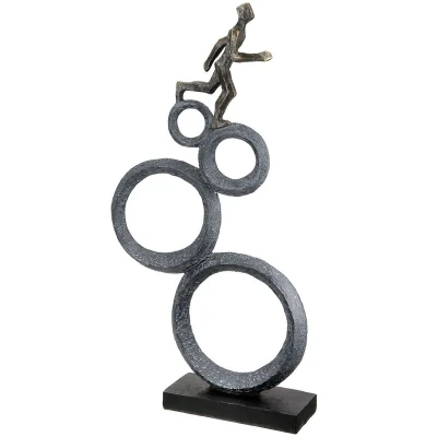 Afbeelding van Gilde Figuur &#039;Running&#039;, polyresin, antique bronze finish, H47cm