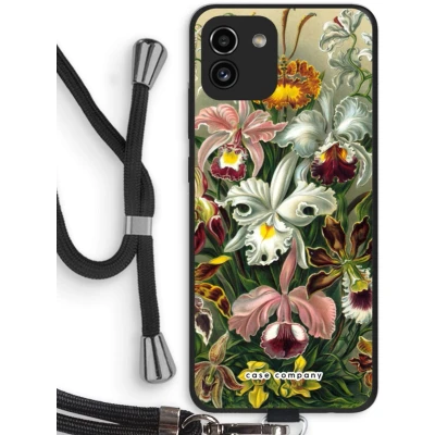 Afbeelding van Case Company® hoesje met Koord geschikt voor Samsung Galaxy A03 Haeckel Orchidae Telefoonhoesje Zwart Bescherming aan alle Kanten en Over de Schermrand