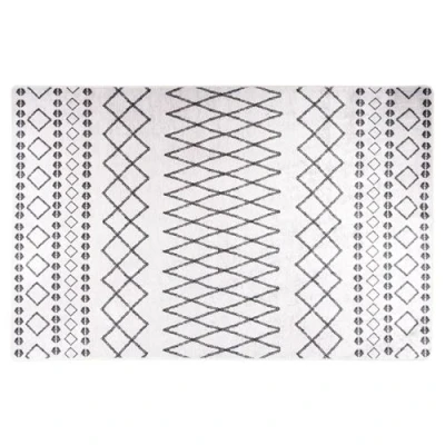 Afbeelding van vidaXL Tapis Lavable Antidérapant Moquette d&#039;Entrée de Sol Paillasson Couloir 160x230 cm Noir et Blanc