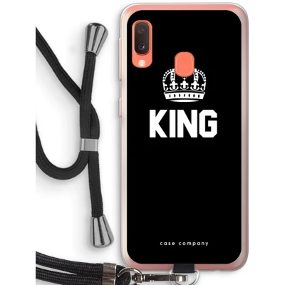 Afbeelding van Case Company® hoesje met Koord geschikt voor Samsung Galaxy A20e King Zwart Telefoonhoesje Bescherming aan alle Kanten en Over de Schermrand