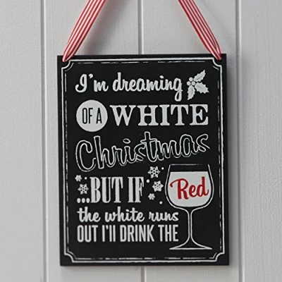 Afbeelding van Houten bord Wijn Krijtbord Vintage Noel