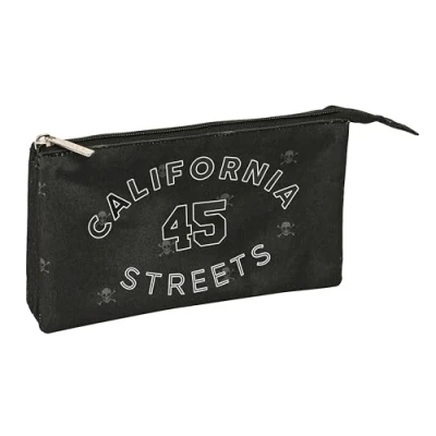 Afbeelding van Pennenetui met 3 vakken Safta California Zwart 22 x 12 cm