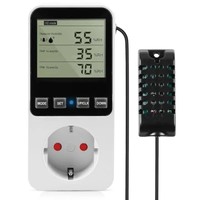 Afbeelding van Temperatuurregelaar, stopcontact 230 V, vochtregelaar met sonde, digitale thermostaat, hygrostaatstopcontact, temperatuurschakelaar timer, alarm voor broeikas, aquarium,