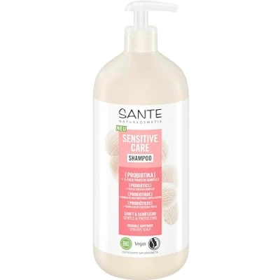 Afbeelding van SANTE Naturkosmetik Sensitive Care Probiotische shampoo + drievoudige eiwitcomplex, veganistische met pomp voor versterkt haar en meer vocht, geschikt de hoofdhuid