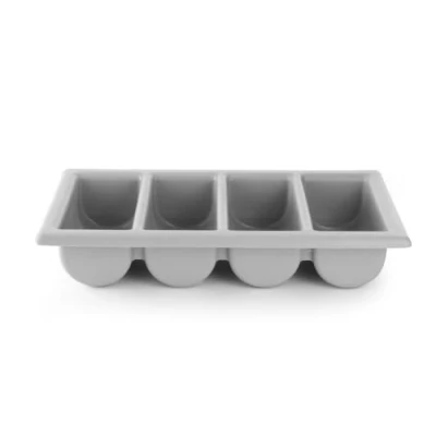 Afbeelding van Hendi Bestekbak Horeca 4 Vakken Grijs GN 1/1 530x325x(H)10cm Kunststof