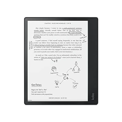 Image de Pack Liseuse numérique Kobo by Fnac Elipsa 10.3&quot; 32 Go Noir + Etui de protection SleepCover Bleu Stylet