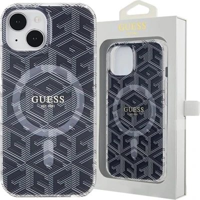 Afbeelding van Guess IML GCUbe MagSafe hoesje voor iPhone 15/14/13 zwart