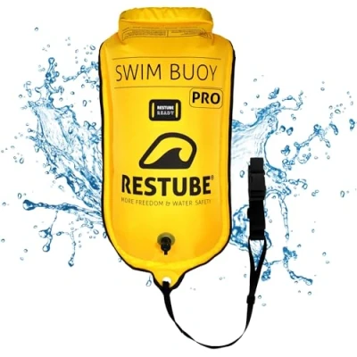 Afbeelding van Restube zwemboei Pro geel + drybag