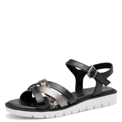 Afbeelding van Marco Tozzi Sandalen, Dames, Maat: 36, Black comb Textiel