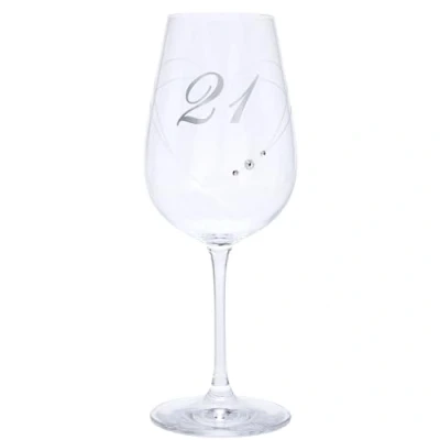 Afbeelding van Wijnglas voor 21e verjaardag met gegraveerd hart en strass, 550 ml, geschenkdoos