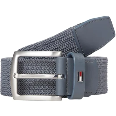 Image de Tommy Hilfiger Ceinture élastique tressée Denton pour homme 3,5 cm, Gris (Overcast Grey), 95