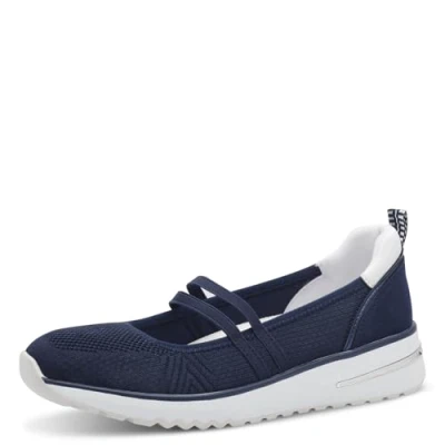Afbeelding van Marco Tozzi Ballerina&#039;s, Dames, Maat: 36, Navy Imitatieleer/ textiel