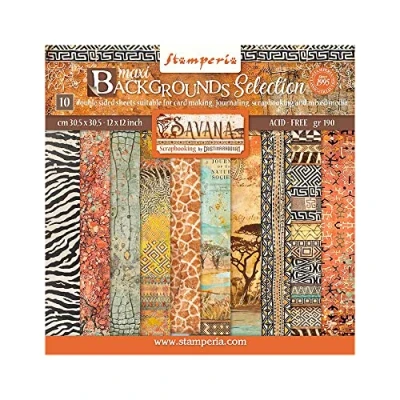 Afbeelding van Stamperia Savana Maxi Backgrounds 12x12 Inch Paper Pack (SBBL109)
