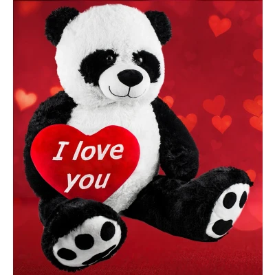 Afbeelding van BRUBAKER XXL Panda 100 cm I Love You hart knuffel Teddybeer Pluche teddy