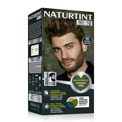 Afbeelding van Naturtint Men Permanente haarkleur zonder ammoniak, 100% dekking van wit haar, speciaal voor mannen, natuurlijke en duurzame kleur, ingrediënten, 6N, donkerblond, 170 ml