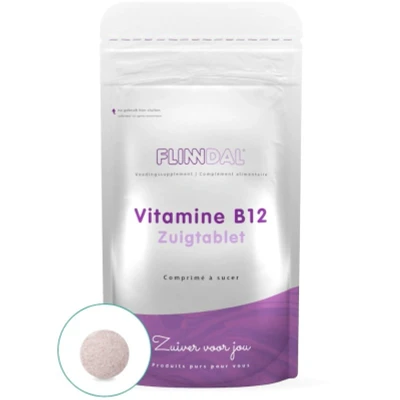 Afbeelding van Vitamine B12 Zuigtablet 30 Tabletten Voor het geheugen, zenuwstelsel en meer energie Flinndal