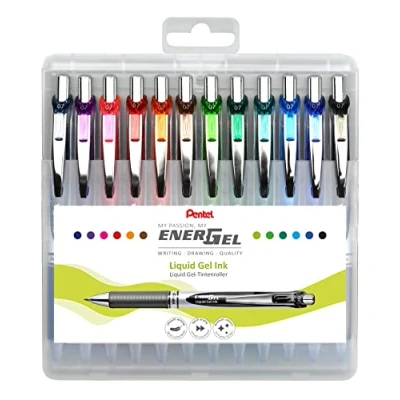 Afbeelding van Gelschrijver Pentel Energel BL77 0.4mm etui à 12 kleuren