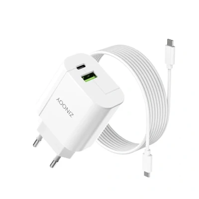 Afbeelding van Zinooy Snelle USB C oplader, 20 W, aansluiting met 2 oplaadpoorten, adapter voor iPhone 15/iPhone 15 Pro/iPhone Pro Max/iPad Pro, Samsung Galaxy S24 S23 S22, Xiaomi Huawei