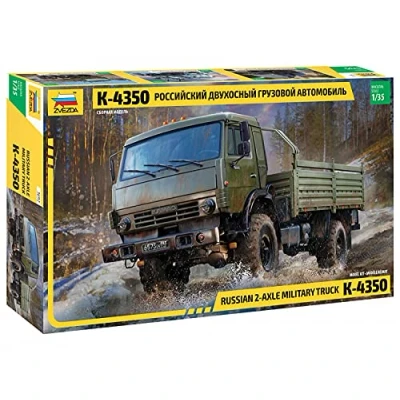 Afbeelding van 1:35 Zvezda 3692 Russian 2 Axle Military Truck K 4350 Plastic Modelbouwpakket