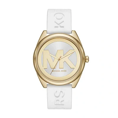 Afbeelding van Michael Kors JANELLE dameshorloge, 42 mm behuizing, driewijzer uurwerk, siliconen armband, Wit., MK7141