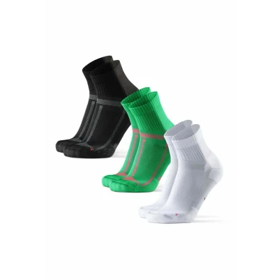 Afbeelding van DANISH ENDURANCE Chaussettes de Running Longue Distance, Anti Ampoules, Soutien Voûte Plantaire, Homme Femme, 3 Paires, Multicolore (1xNoir/Gris, 1xVert/Orange, 1xBlanc), 39 42