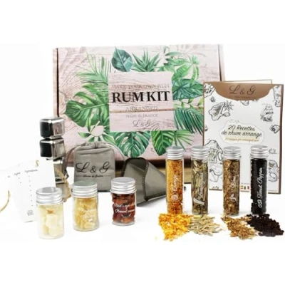 Afbeelding van L&amp;G® Kit Découverte d&#039;Épices pour Rhum Personnalisé Coffret DIY Exclusif Homme/Femme, Idée Cadeau Original Noël, Anniversaire, Saint Valentin Originale, Expérience Maison Inoubliable