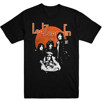 Afbeelding van Led Zeppelin Orange Circle Heren T shirt S Zwart