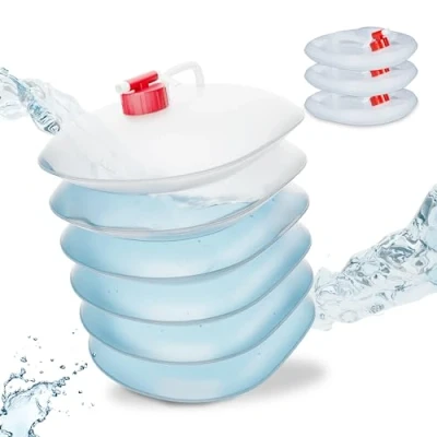 Afbeelding van Relaxdays opvouwbare jerrycan set van 4 10 l watercontainer BPA vrij transparant rood