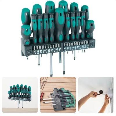 Afbeelding van Cheqo® Schroevendraaier/Bitset 37 delig Chroom Vanadium Staal Wandrek Magnetisch Schroevendraaiers Bitjes Anti Slip Precisie Schroevendraaier Gereedschapset Handgereedschap