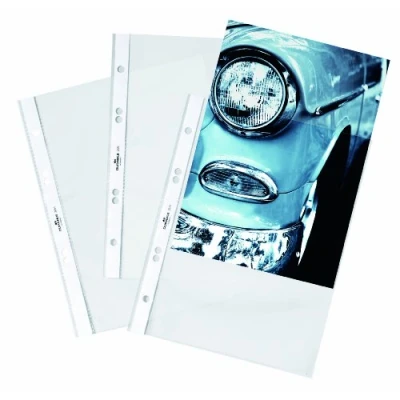 Afbeelding van Durable 265119 Geperforeerde zakken voor A5 documenten perforaties 45 x 65 80 mm gladde polypro 60 micron zak van 25