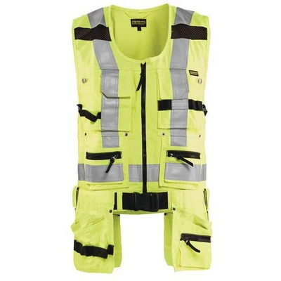 Image de Gilet porte outils haute visibilité jaune fluorescent ceinture textile