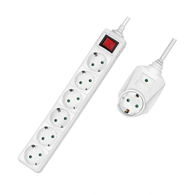 Afbeelding van LogiLink LPS274 stekkerdoos 7 voudig + schakelaar 6 CEE 7/3 1 doorgangsdoos 2 m