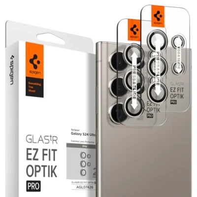 Afbeelding van Spigen Camera Lens Protector Geschikt voor Samsung Galaxy S24 Ultra GlasTR EZ Fit Optik Pro 9H Tempered Glass Gemakkelijke Installatie Grijs 2 Pack