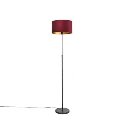 Afbeelding van QAZQA Vloerlamp zwart met velours kap rood goud 35 cm Parte