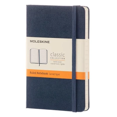 Image de Carnet classique Format de poche Pages lignées Couverture rigide saphir