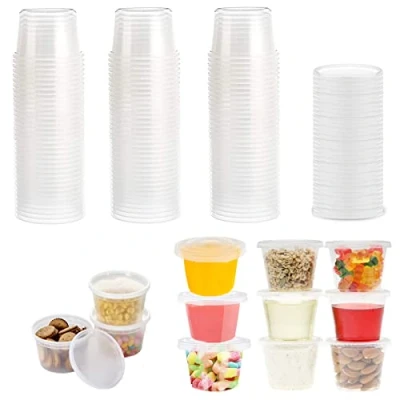 Afbeelding van Surflyee 50 stuks kunststof containers met deksel, BPA vrij, 113,4 g, sauspotten, lekvrij, kleine potten voor levensmiddelen om mee te nemen, sauzen, slijm