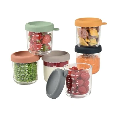 Afbeelding van Beaba Set glazen bewaarpotje 6 x 250 ml Sunrise Colormix