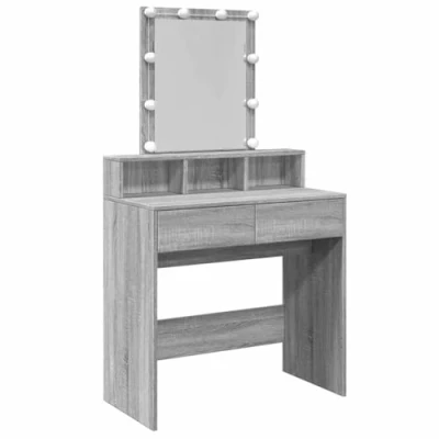 Afbeelding van vidaXL Kaptafel met LED 80x41x144,5 cm grijs sonoma eikenkleurig