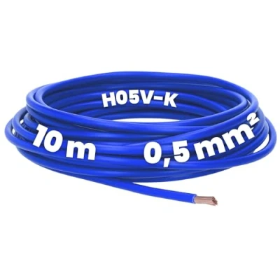 Afbeelding van Kalitec 10 meter H05V K 0,5 mm² donkerblauwe bedradingskabel I kernkabel flexibel PVC enkeladerig meeraderig 0,5mm2 bedrading fijnaderige enkele kabel enkeldraads schakeldraad
