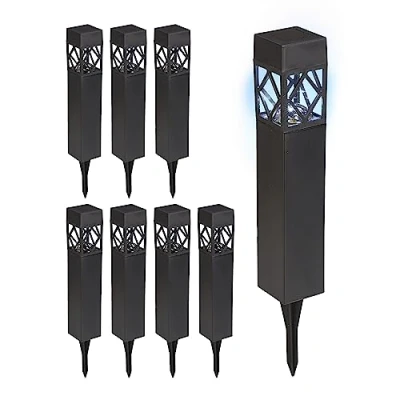 Afbeelding van Relaxdays solar tuinlamp set tuinverlichting zwarte solarlamp led padverlichting Pak van 8