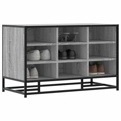 Afbeelding van vidaXL Schoenenbank 84x40x53,5 cm bewerkt hout en metaal grijs sonoma