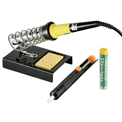 Afbeelding van Elektrische soldeerset met soldeerbout, houder spons, desoldeerpomp en tin 30W